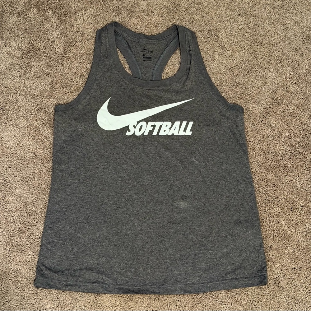 Nike Heather Gray Softball Tank Top